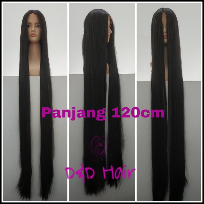 PREMIUM Wig Rambut - Wig Panjang 120cm - D&D15120 - Black - Wig Hantu