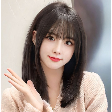PREMIUM Rambut Wig Panjang Lurus Poni Korea - Wig Wanita Import