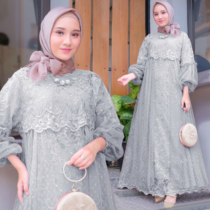 New Masita Dress Kebaya Jumbo Wanita Muslim Model Gamis Maxi Kekinian Readyy