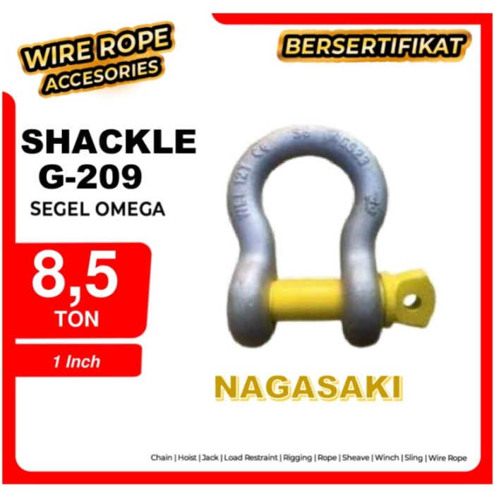 Shackle Omega / Segel / Shackle G-209 Uk 1" Kapasitas 8,5 Ton Nagasaki Bersertifikat {Ready High