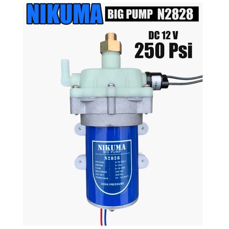 Pompa DC 12V Tekanan tinggi 250 psi NIKUMA BIG PUMP 120WATT sudah otomatis cut off AY0