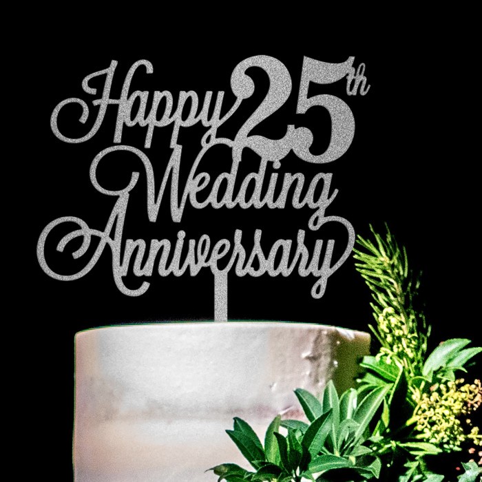Happy 25th wedding anniversary cake topper hiasan kue Anniversary