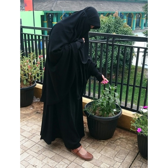 Hot Sale Gamis Set Cadar Bahan Jet Black Halus Readyy