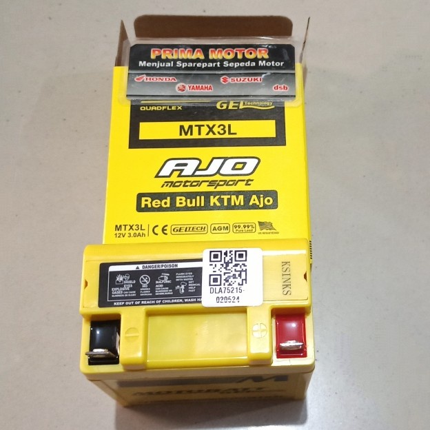 AKI ACCU RX KING NINJA SATRIA 2T MOTOBATT AKI MOTOBATT MTX3L RX KING