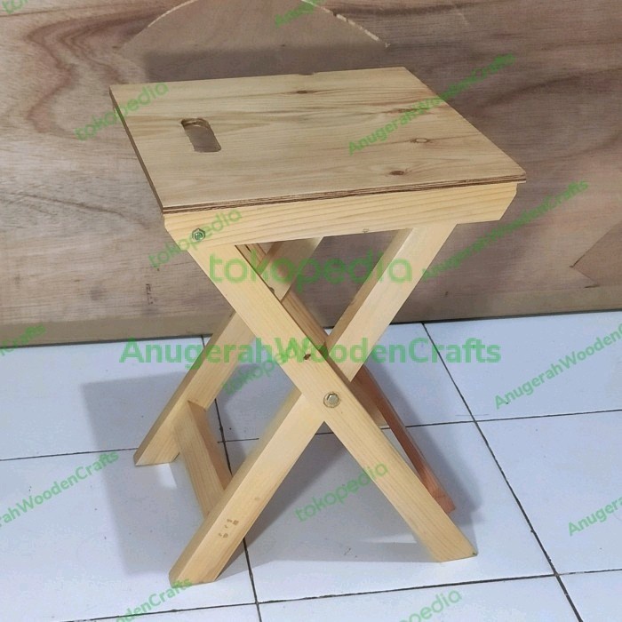 Terbaru Kursi Kayu Lipat Mini Bangku Mancing Portable Outdoor Wood Stool Fold