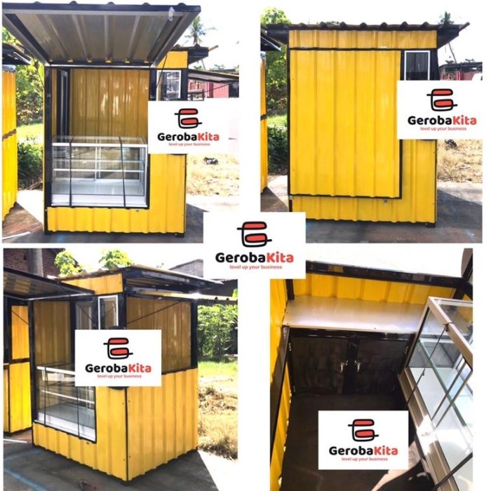 Booth container dengan etalase kaca /gerobak kontainer etalase / booth counter pulsa / gerobak pulsa
