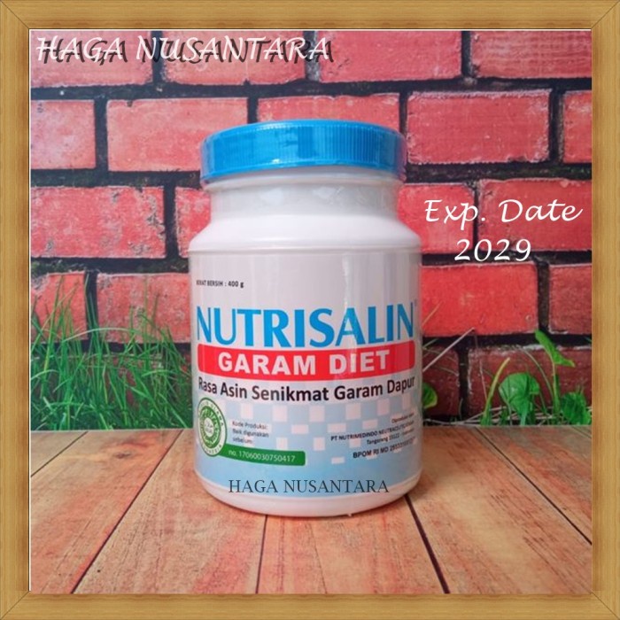 

Nutrisalin Garam Diet 400 Gram Garam Sehat Kurang Natrium 400G High Quality