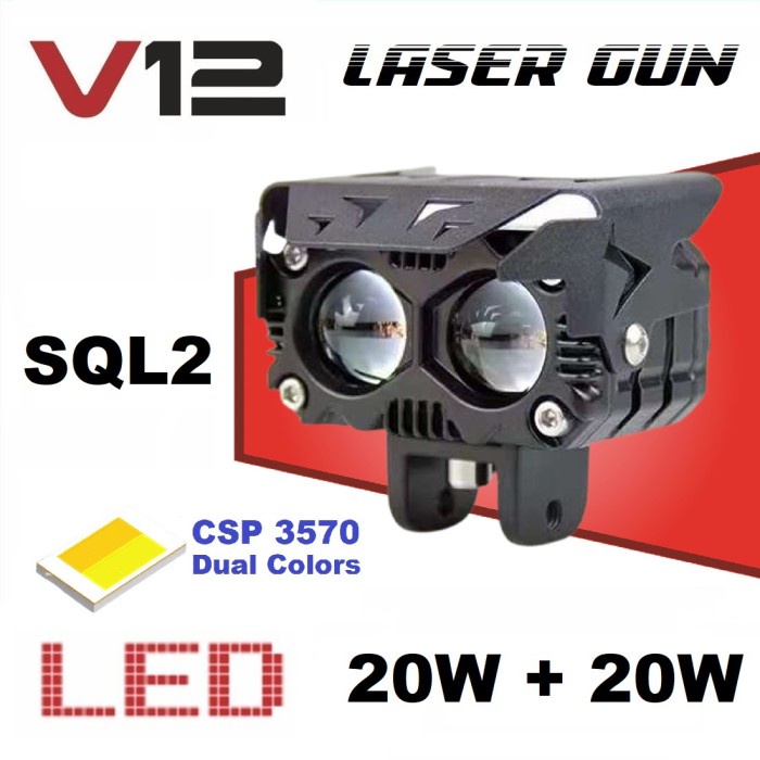 Lampu Tembak Sorot LED Laser Gun V12 SQL2 SQL 2 Mata Motor Mobil D2 D3