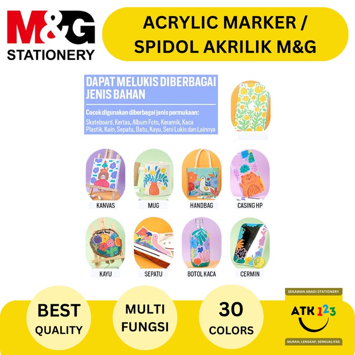 

NEW Acrylic Marker Spidol Akrilik Marker Multifungsi M&G 30 Pilihan Warna