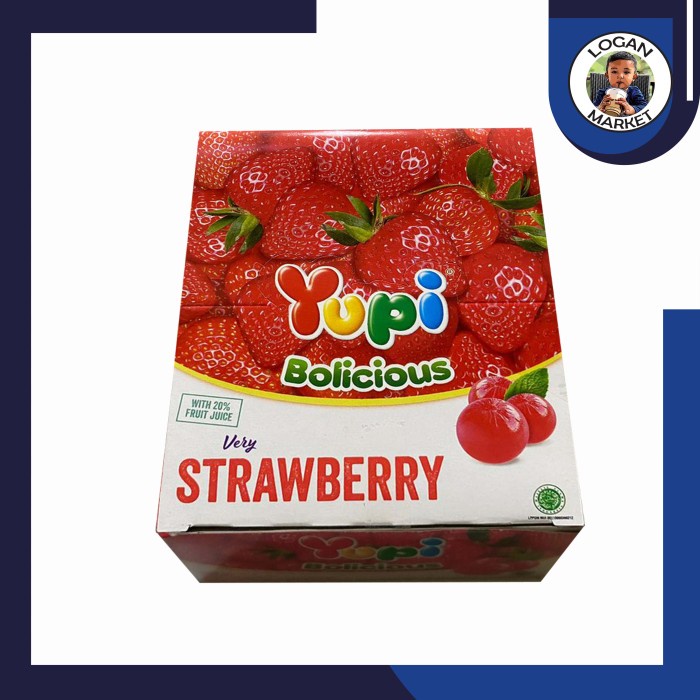 

JTTOP" PERMEN YUPI BOLICIOUS STRAWBERRY STROBERI BOX ISI 24PCS 24 PCS