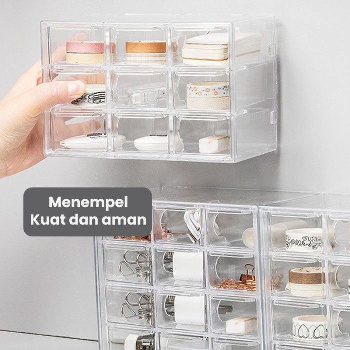 

DISKON HALU Kotak Laci Perhiasan Akrilik kotak Aksesoris Mini 12 Sekat HSB670