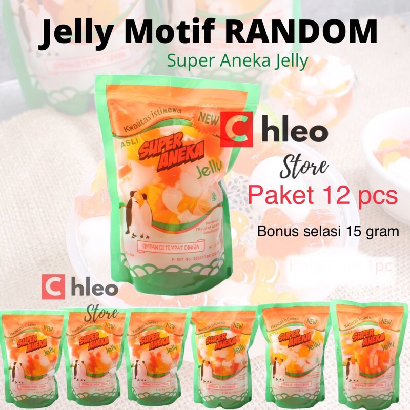 

paket jely 12 pcs free packing /jelly motif murah / jelly pelangi murah / rainbow jelly / paket isi