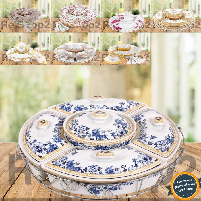 Prasmanan Keramik Wadah Saji Tempat Makan Bermotif