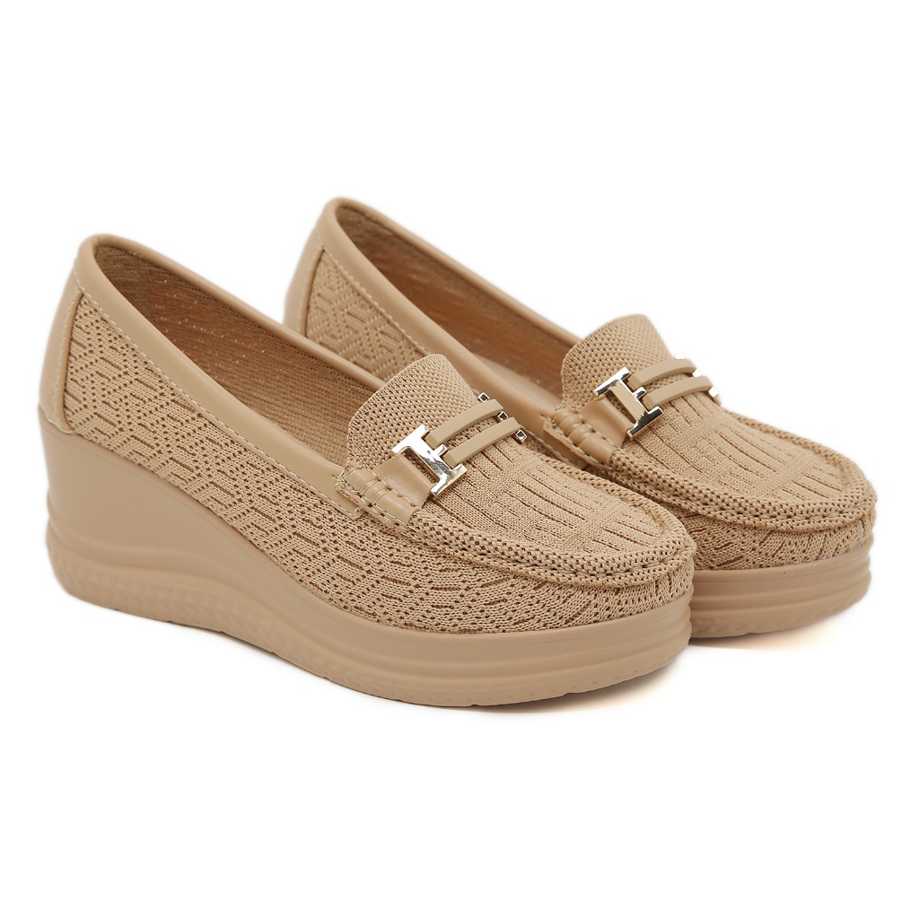 Premium Bozka Sepatu Wanita Rajut Wedges Terbaru Sachiko