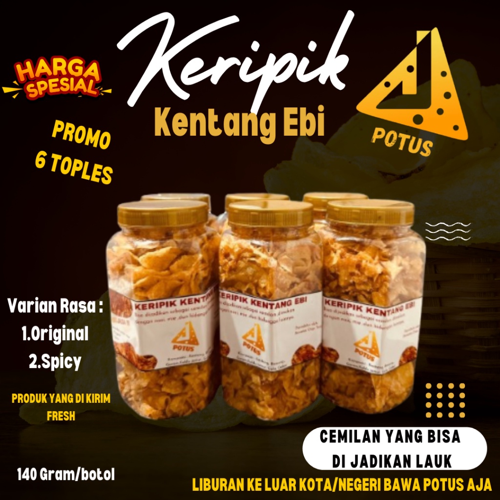 

Promo April Beli 6 hanya 132k keripik kentang ebi WE!