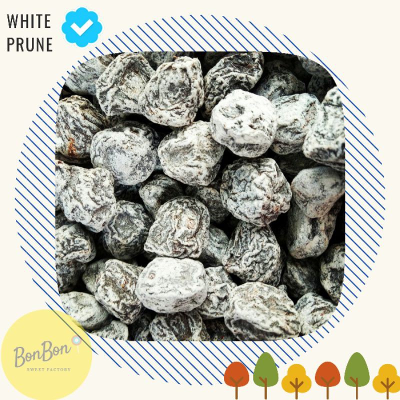 

Kiamboy Biji Asem Asin Manis / White Prune / Asinan Buah Plum Kiamboi Putih / Manisan Buah WE!
