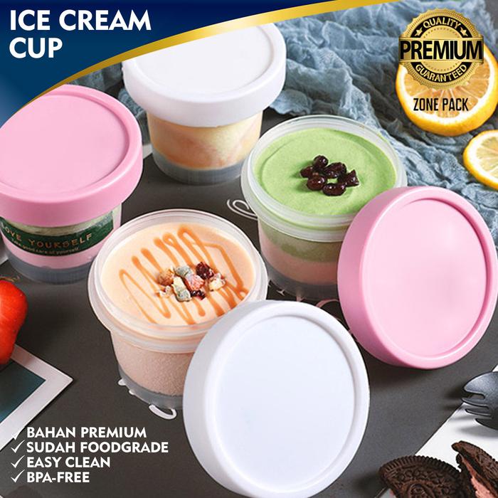 [10 PCS] Ice Cream Cup + Tutup Pot Jar Es Krim Pot Jar Bunga Putih Wadah Kemasan Lulur