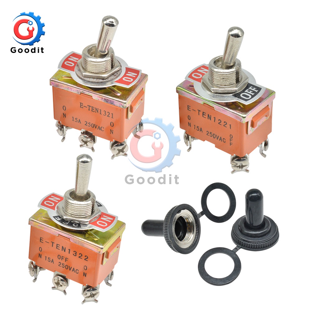 TEN1021 1122 1121 Toggle Switchs AC 250V 15A DPDT Mini Toggle Switch 12mm Hole Copper Contact Rocker