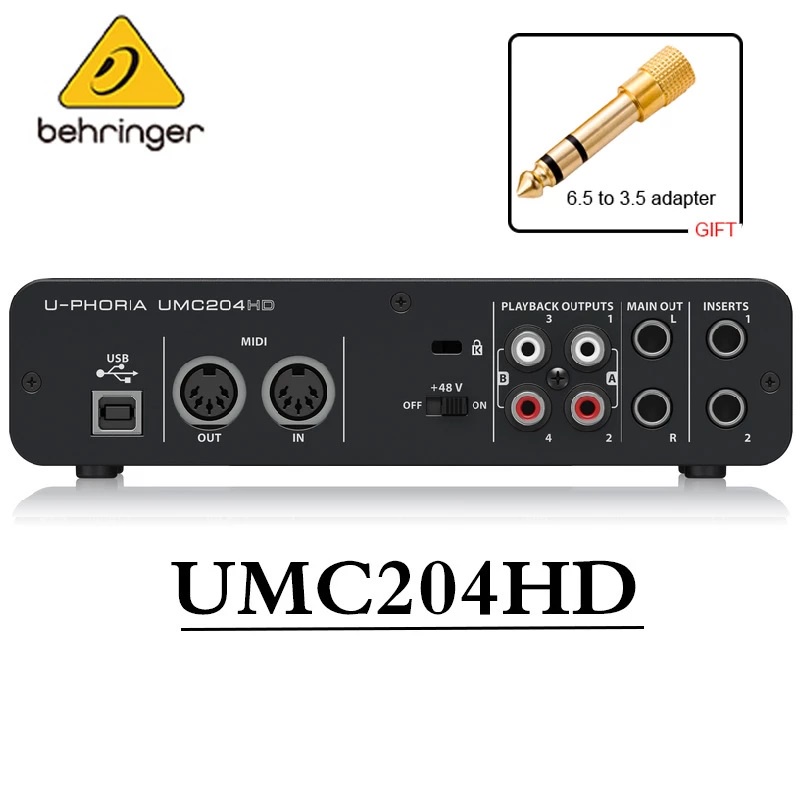 Behringer UMC204HD/UMC202HD/ UMC22 Sound Card Audio Interface Recording Independent External Sound C
