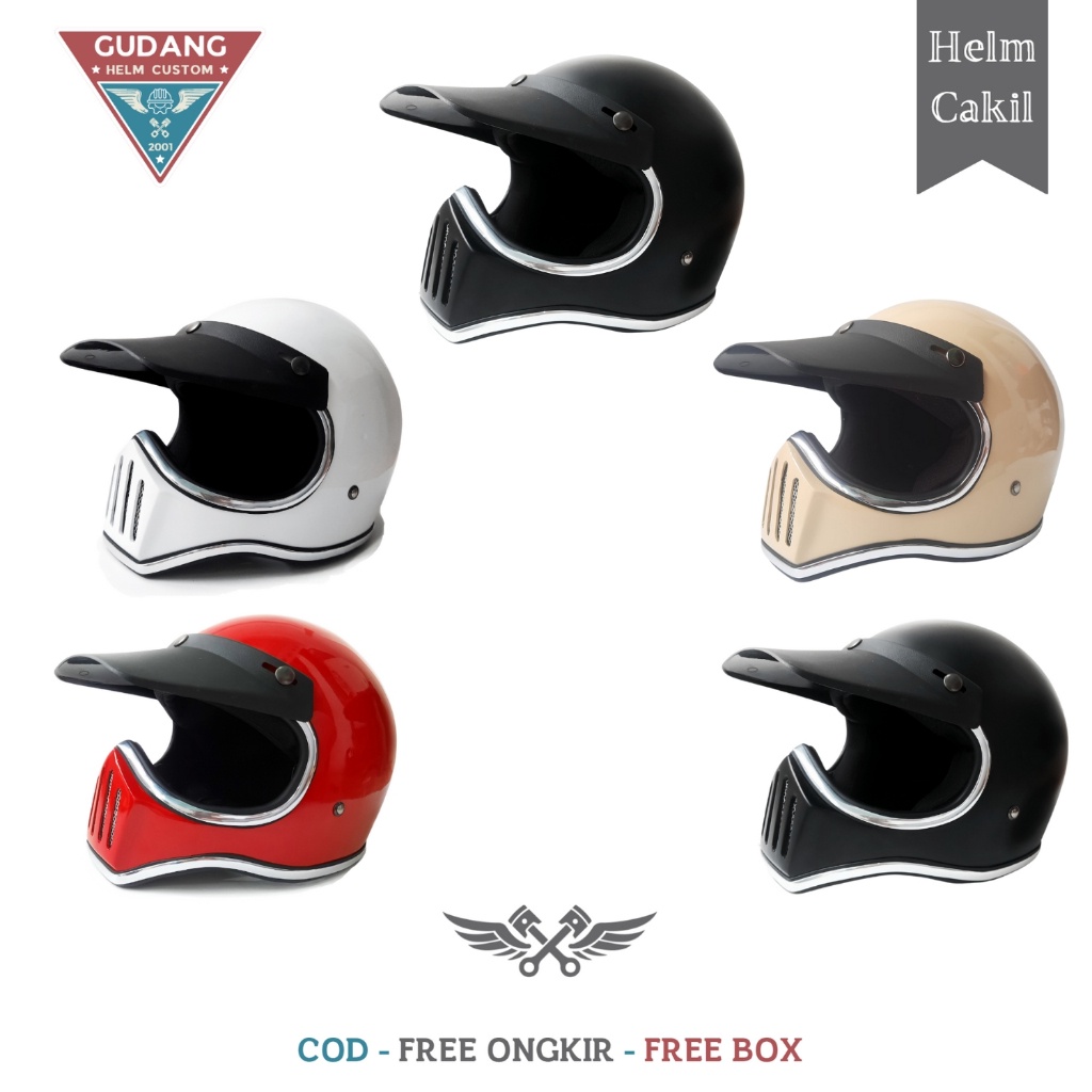 FLASH SALE HELM CAKIL CUSTOM RETRO BAHAN FIBER