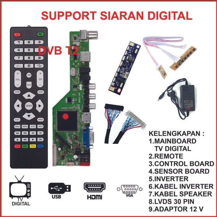 JTTOP" UNIVERSAL LCD LED TV MAINBOARD MESIN DTV TV DIGITAL SIGNAL DVB-T2 DVB