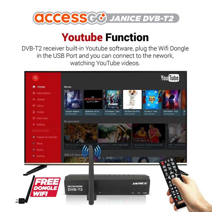 JTTOP" SET TOP BOX ACCESSGO JANICE TV DIGITAL RECEIVER FULL HD