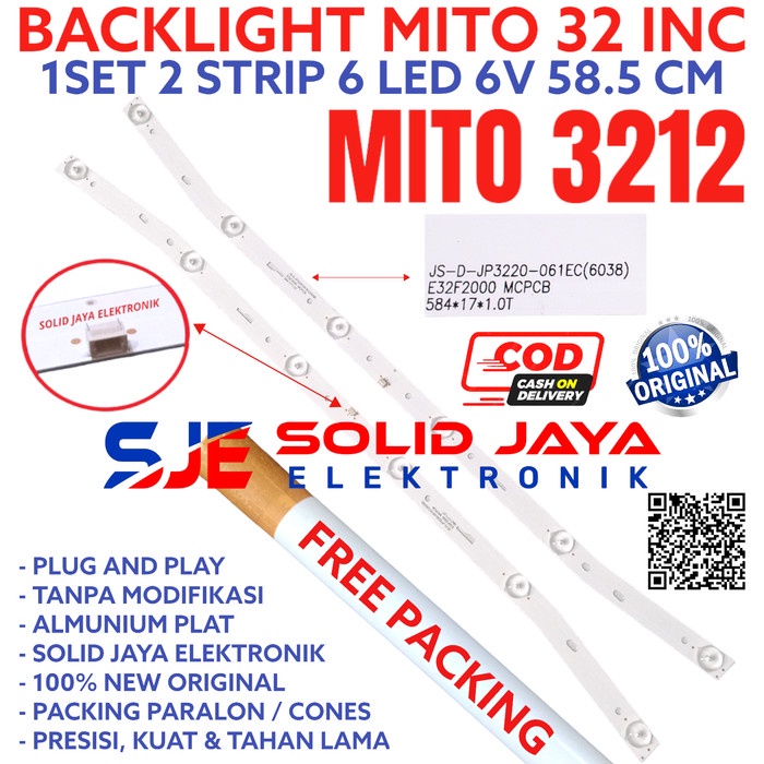 JTTOP" BACKLIGHT TV LED MITO 32 INC 3212 LAMPU BL 6K 6V INC INCH 6 KANCING