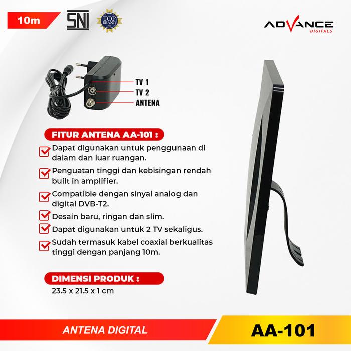 JTTOP" ADVANCE AA-101 ANTENA BOOSTER TV DIGITAL COCOK UNTUK TV TABUNG DAN LED SUPPORT INDOOR &