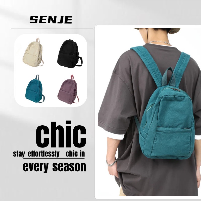 Backpack miniransel kecil pria tas sekolah aesthetic ransel polos kecil Kanvas tas wanita
