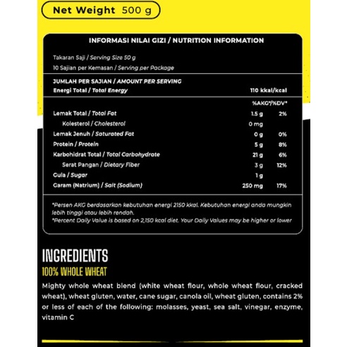 

Roti Tawar Gandum - Whole Wheat Bread (Tinggi Protein)