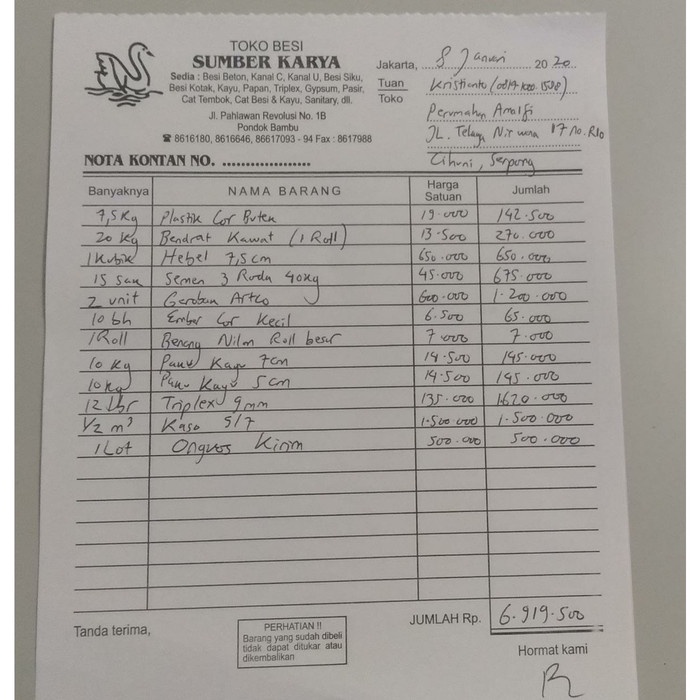 

TERLARIS! Nota Phangkristianto 17 Januari 2020
