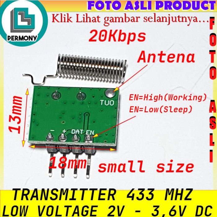 TERJAMIN ASLI TRANSMITTER RECEIVER MODULE RF 433 MHZ MODUL 433MHZ KODE 221