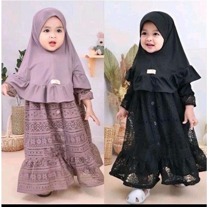 Brokat Malika gamis anak set hijab / Gamis anak terbaru