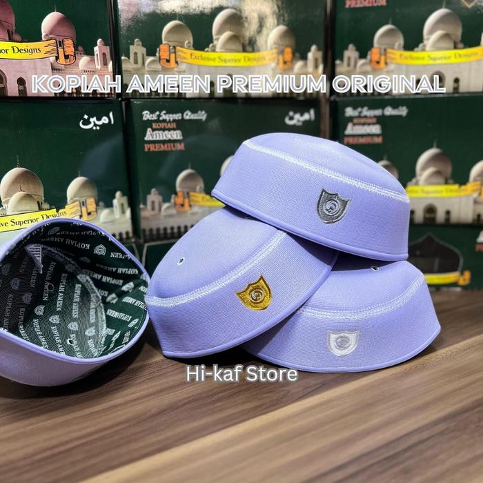 KOPIAH MALAYSIA PREMIUM MERK AMEEN ORIGINAL POLOS UNGU Muslim Peci Tebal Songkok Nyaman Pria