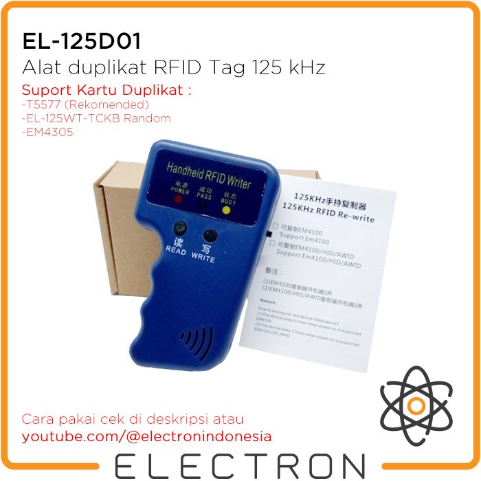 

Ready- 125 kHz Handheld Duplicator EM4305 T5577 Rewritable Keyfobs Tags Cards