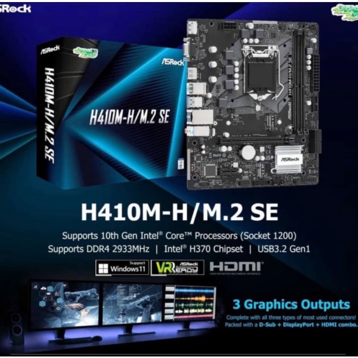 Limited Paket Mobo Asrock H410 + Processor I5 10400F Tray