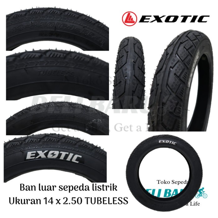 Ban Luar Sepeda Listrik 14 X 2.50 Inch Ban Tubeless Exotic Dan Pentil -Gratisongkir