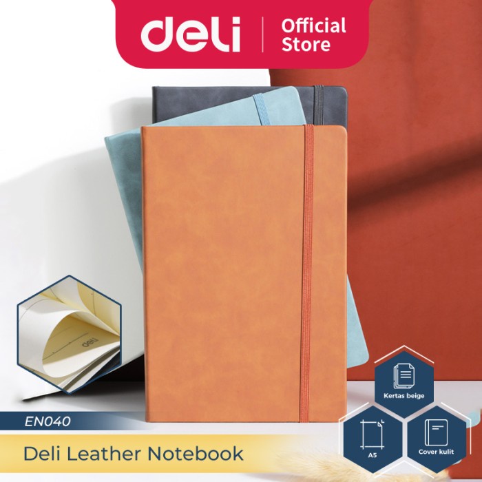 

BARANG TERLARIS Deli Leather Notebook Buku Catatan A5 Sampul Kulit 96 120 Lembar EN04X