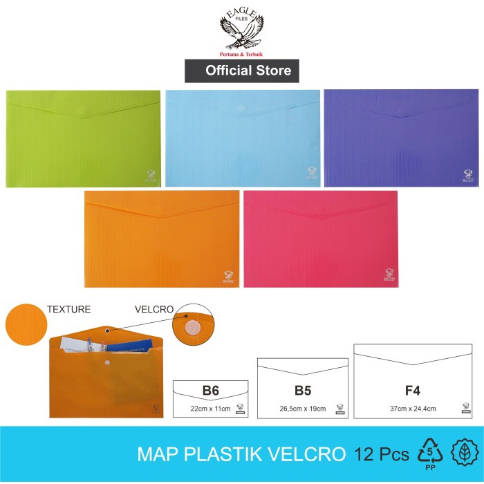 

BARANG TERLARIS EAGLE Map Plastik Kancing Velcro B6-F4 / Smart Pocket Isi 12 Pcs/Pack