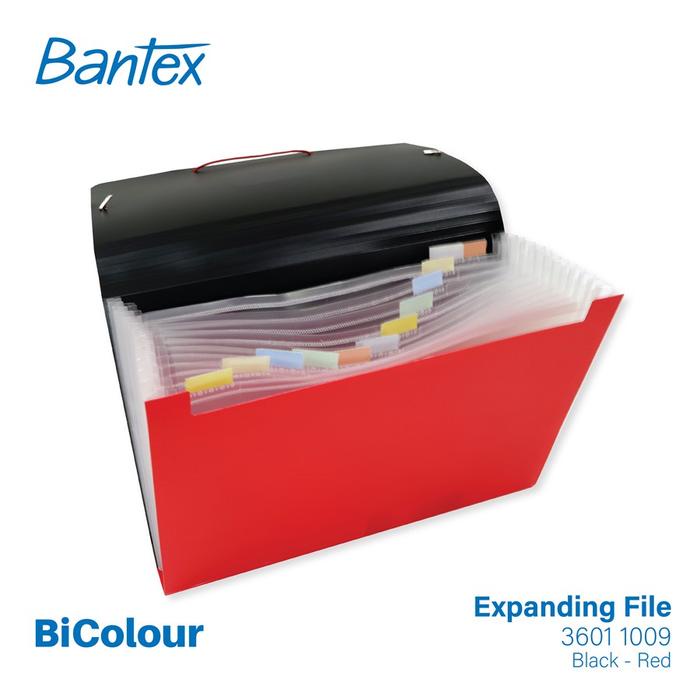 

BARANG TERLARIS Bantex BICOLOUR Expanding File Folio 12 Pocket Black Red - 3601 1009