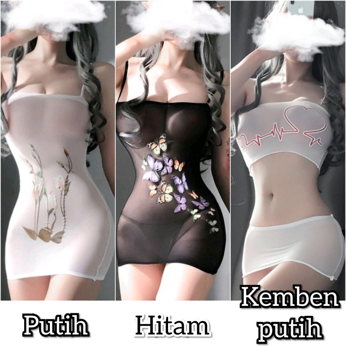 Sexy Body stocking Tali Bahu Bodycon Mini Dress Gambar Kupu Bunga