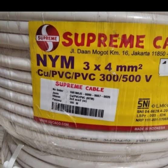 Kabel listrik tufur supreme NYM 3x4 mm 3x4mm 50m 50meter 50 m putih