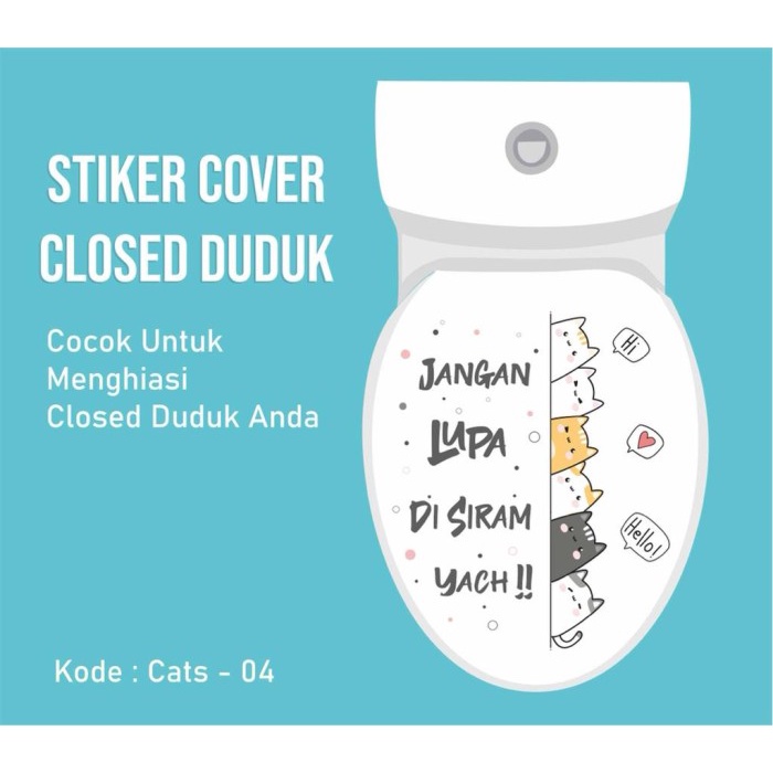 Stiker Tutup Closet Duduk Toilet Cover Desain Cat