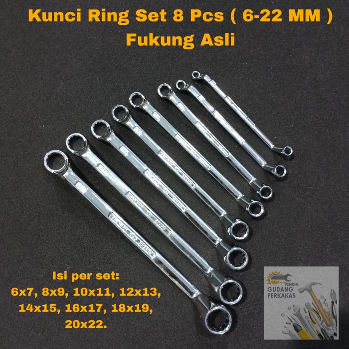 Kunci Ring Set 8 Pcs Fukung Asli / Double Offset Ring Spanners