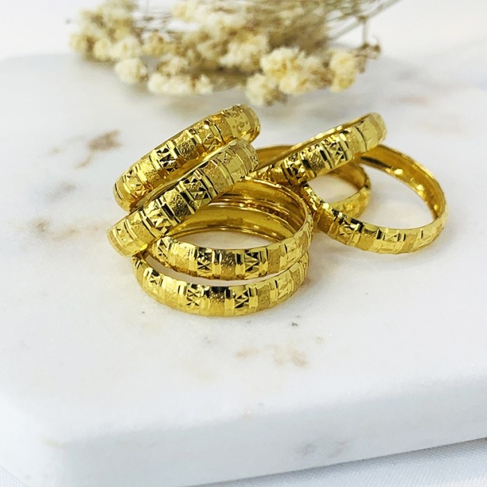 PREMIUM Cincin Emas Asli Polos Belah Rotan Ukir Mesin Kadar 700 Ukuran 5 - 14