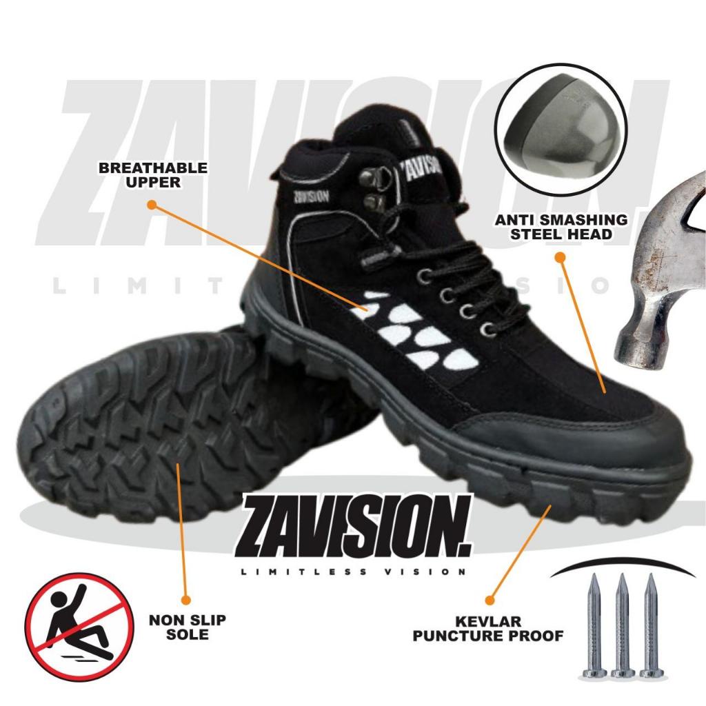 FREE ONGKIR ZAVISION SEPATU SAFETY UJUNG BESI SEPATU BOOTS SEPATU GUNUNG ADVENTURE SEPATU HIKING