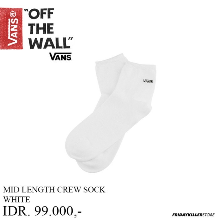 PREMIUM KAOS KAKI VANS OFF THE WALL MID LENGTH CREW SOCK WHITE