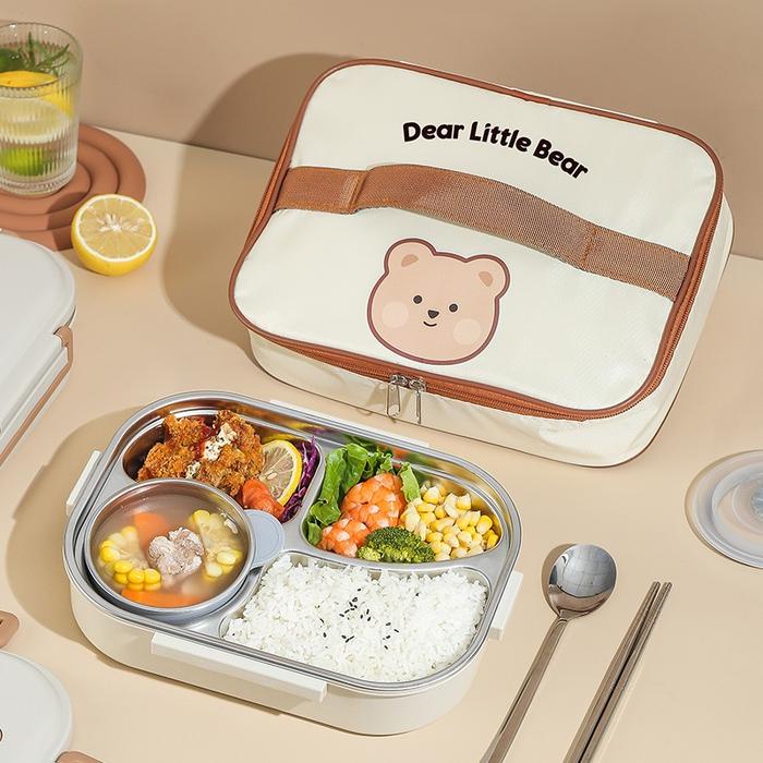 PREMIUM Lunch Box anak tempat makan anak sekolah lunch box stainless + Tas Bekal