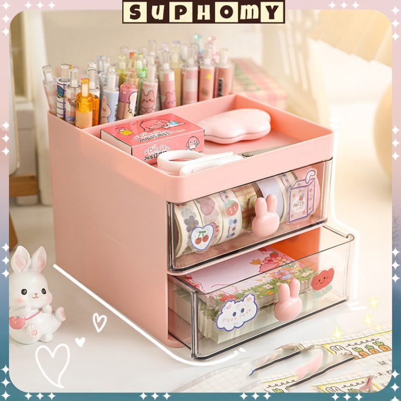 Organizer Stationery/Kotak Pensil Meja Laci Mini Kotak Alat Tulis Desktop Organizer Storage Tempat
