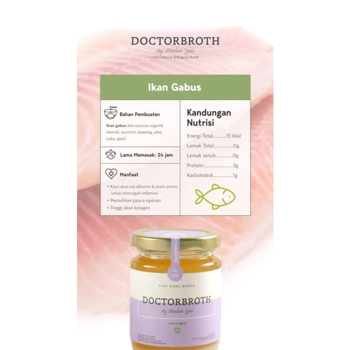

Promo Terbatas Gabus / Kutuk (Bening) Bone Broth, Doctor Broth Jaksel Aman
